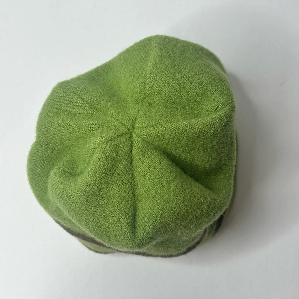 The North Face Beanie Child Infant Green Brown 100% Woolaine Thick‎ Warm Winter